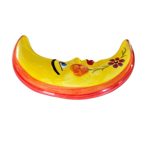 Hand Painted Ceramic Crescent Moon Wall Hanging Anoru S.L. Spain - Picture 3 of 5